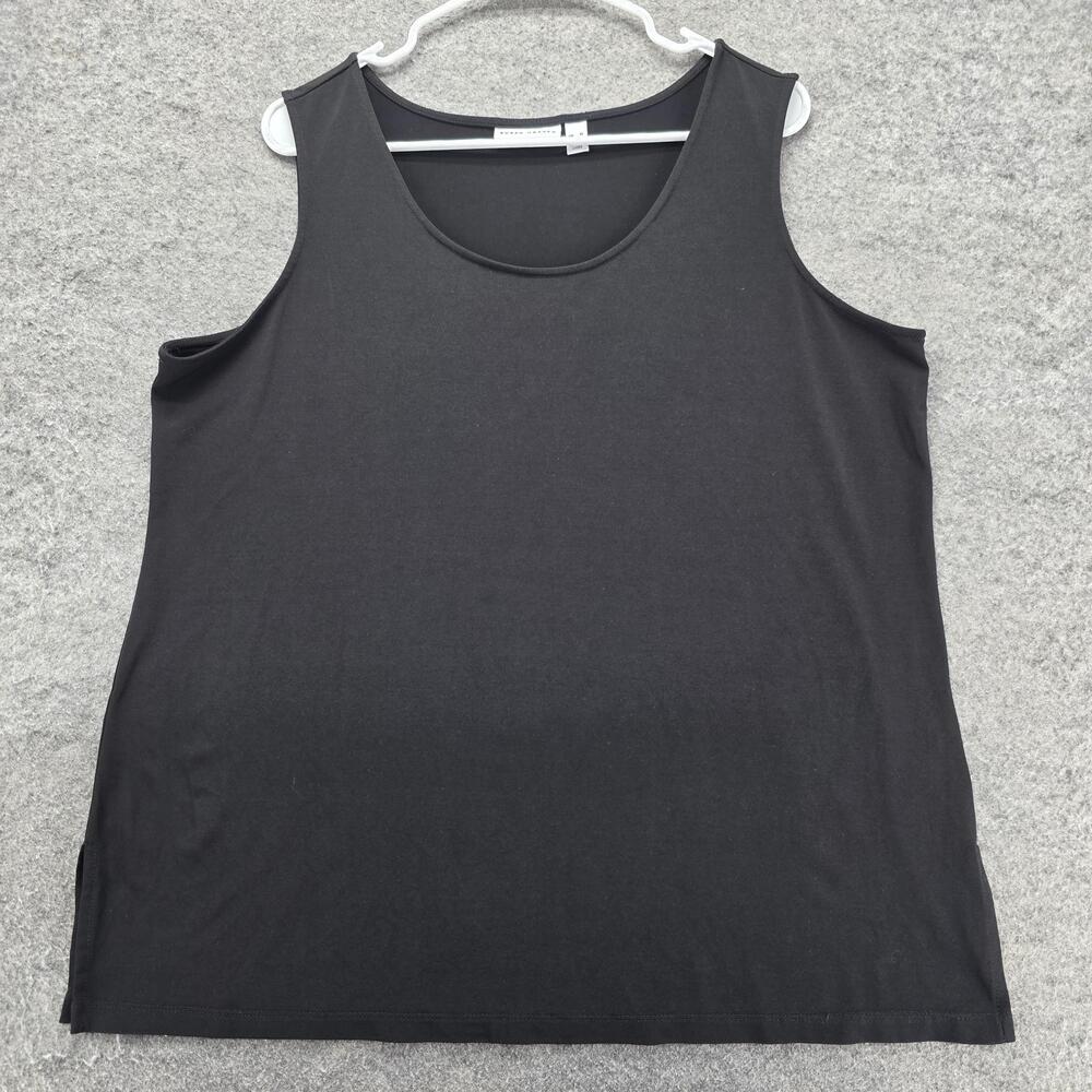 Susan Graver Tank Womens XL Black Scoop Neck Stretch Easy Care Jersey Casual
